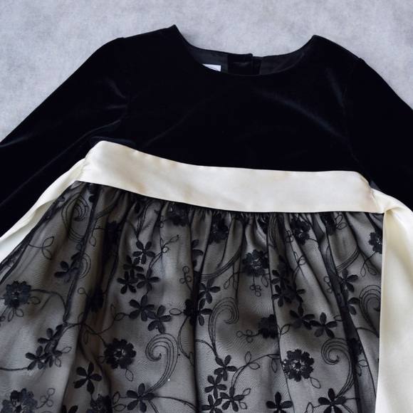 3T TALBOTS KIDS BLACK VELVET & ORGANZA DRESS - Picture 2 of 3